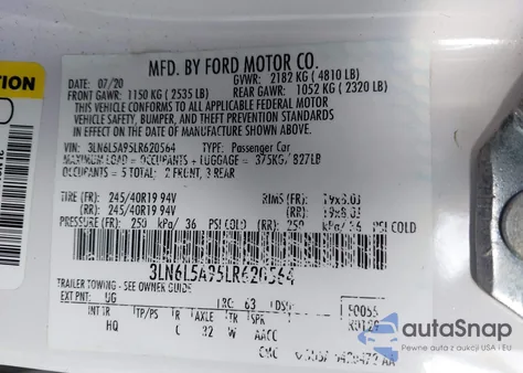 2020 Lincoln Mkz Standard из США, поврежденный, VIN 3LN6L5A95LR620564